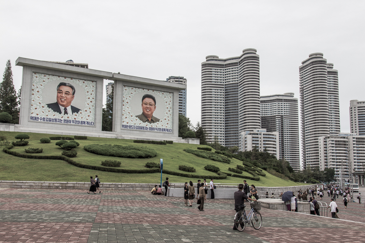 Straatbeeld in Pyongyang in Noord-Korea