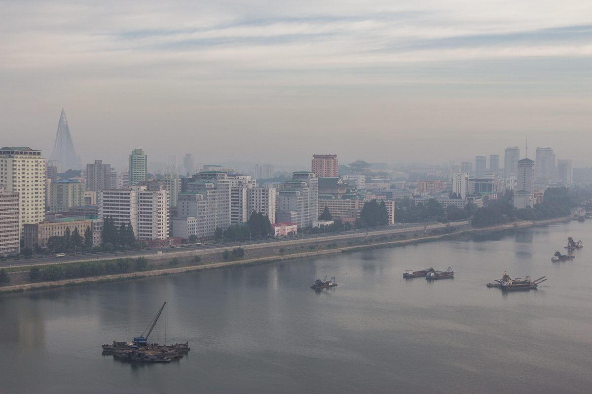 De skyline van Pyongyang