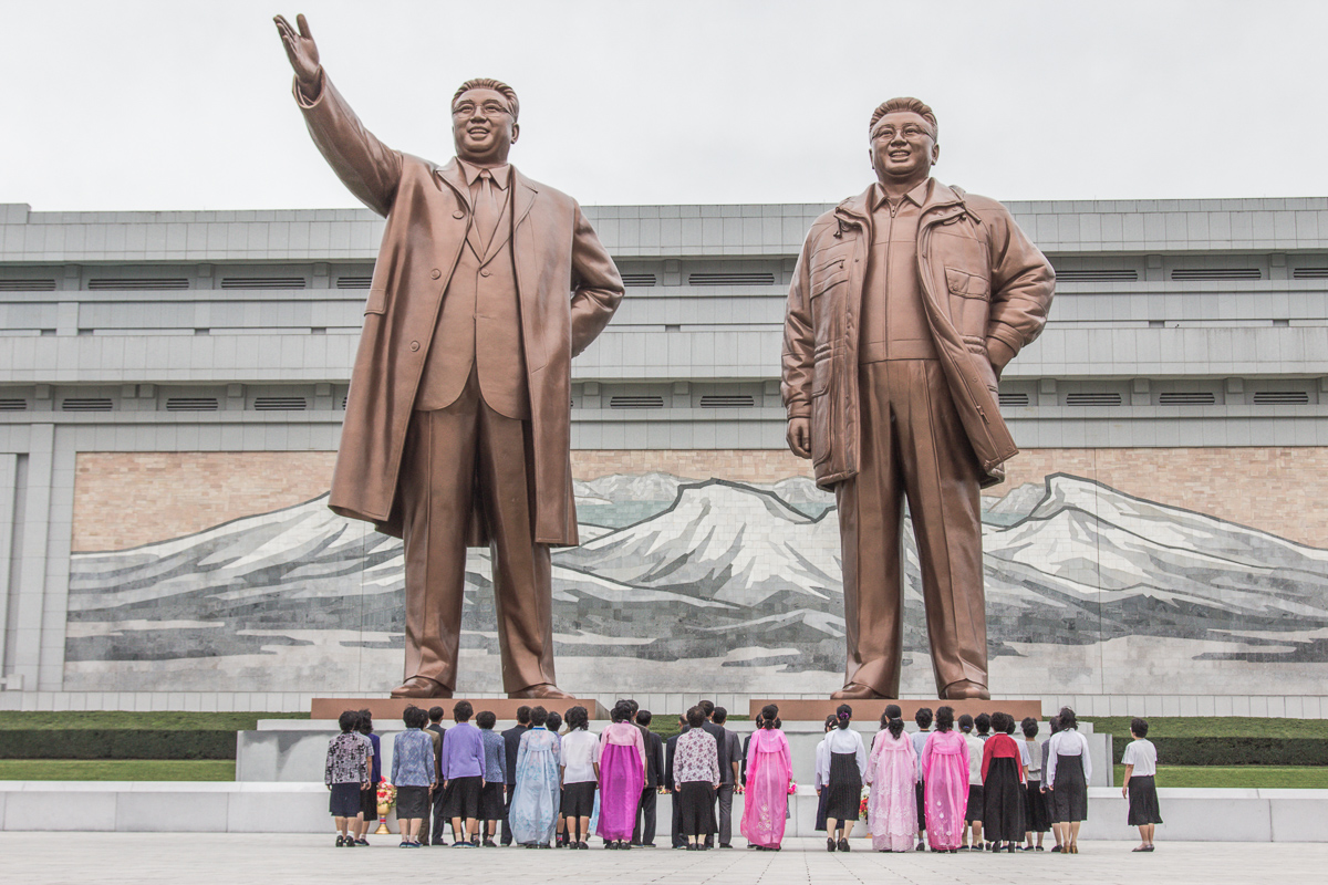 Kim Jong-il en Kim Il-sung in Noord-Korea